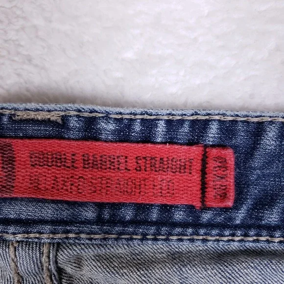 Rock & Roll Denim 36x30 Double Barrel Straight Jeans Blue Relaxed Western Cowboy - Picture 12 of 16